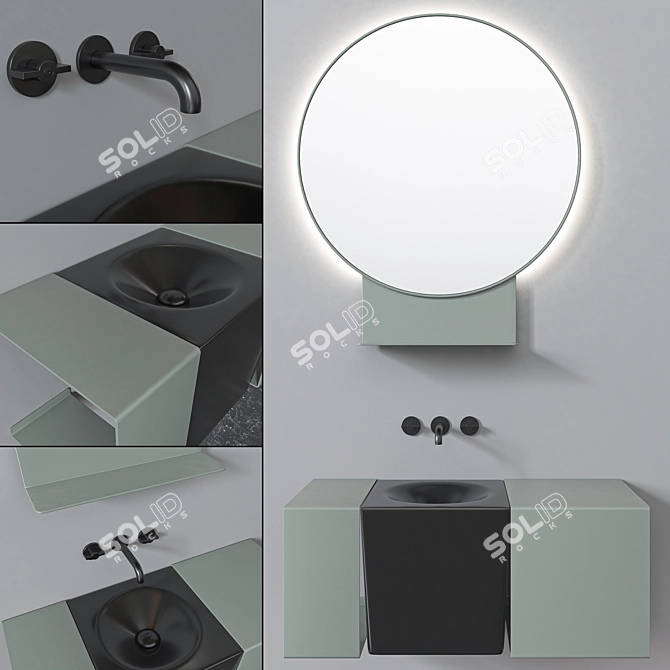Scarabeo Fold Set: Sink, Mirror, Furniture 3D model image 6