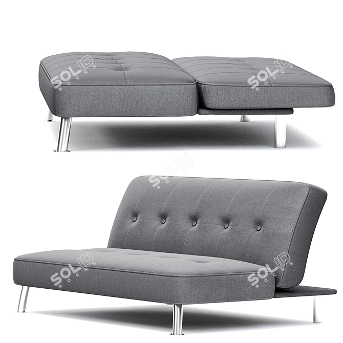 Sleek Modern Armless Sofa 3D model image 1