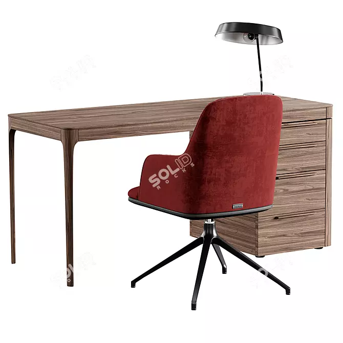 Modern Office Chair and Table Set 3D model image 1