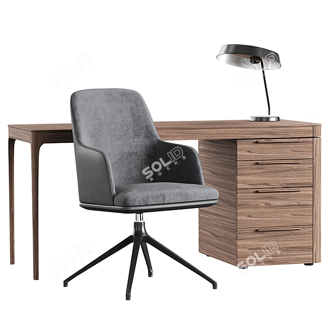 Modern Office Chair and Table Set 3D model image 3