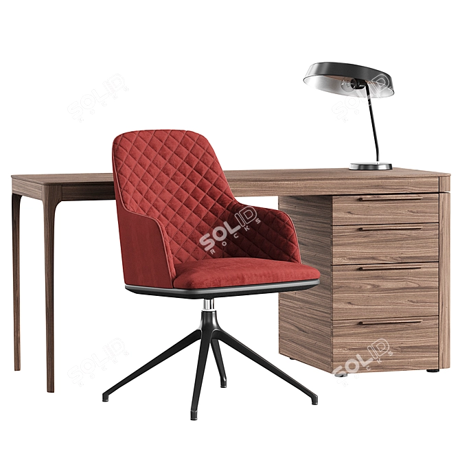 Modern Office Chair and Table Set 3D model image 4
