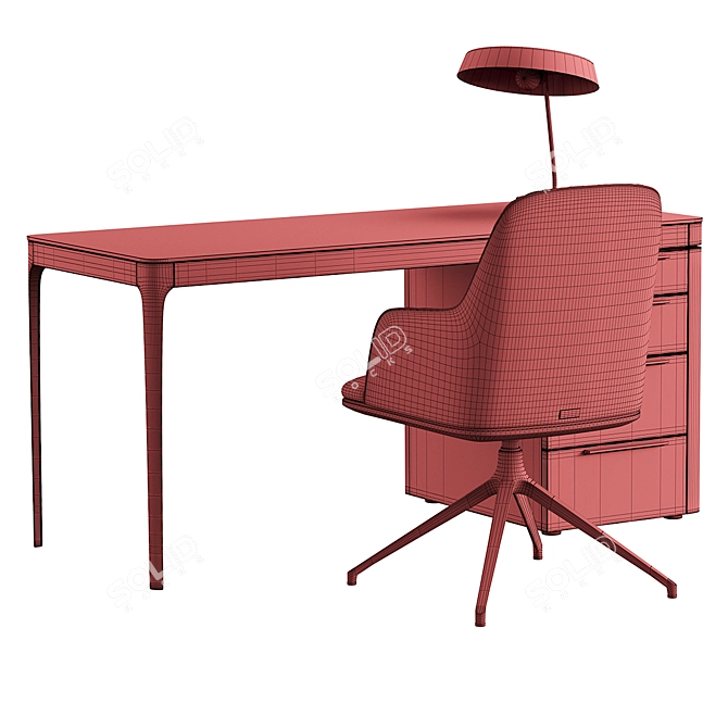 Modern Office Chair and Table Set 3D model image 7