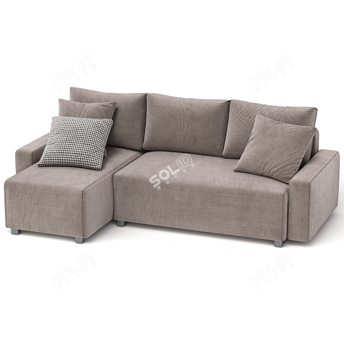 Sophisticated Grey Sofa with Plaid 3D model image 5
