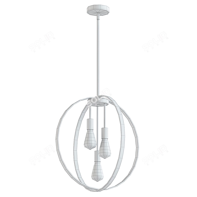 Elegant 3-Light Chandelier 3D model image 2