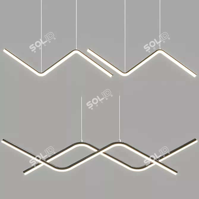 Zigzag Metal Hanging Lamp 3D model image 2