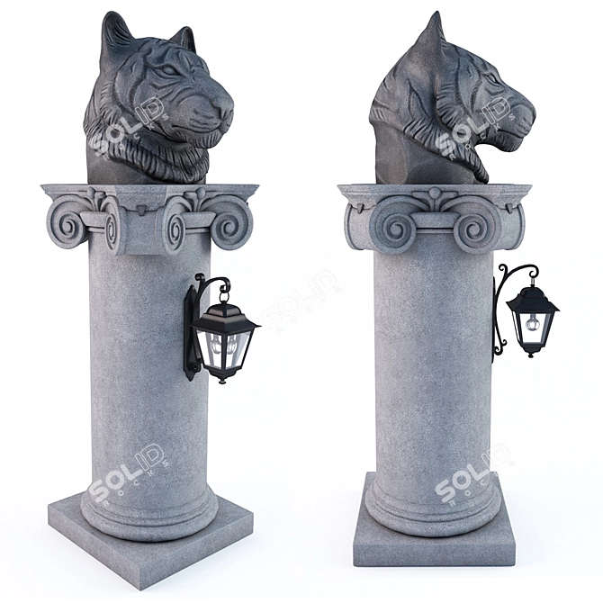  Majestic Tiger Lantern Column 3D model image 1