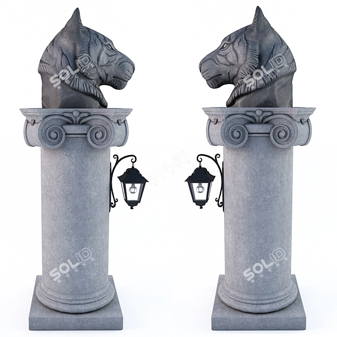  Majestic Tiger Lantern Column 3D model image 2