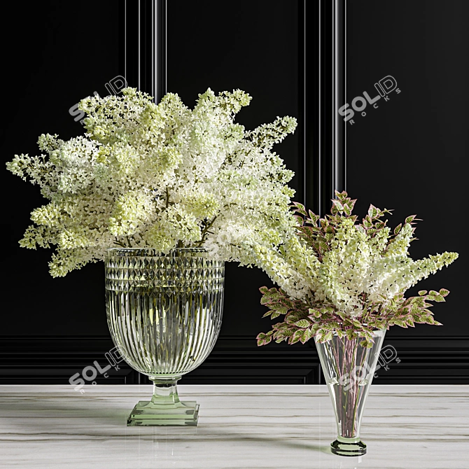 Elegant Lilac Flower Set 3D model image 3