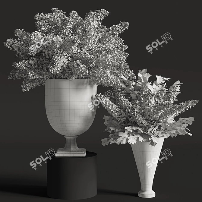 Elegant Lilac Flower Set 3D model image 6