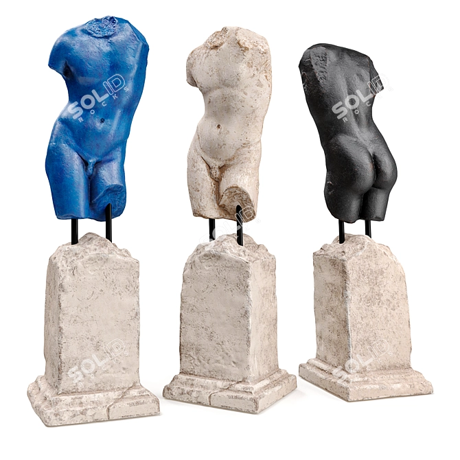 Elegant Eros Torso Pedestal 3D model image 1