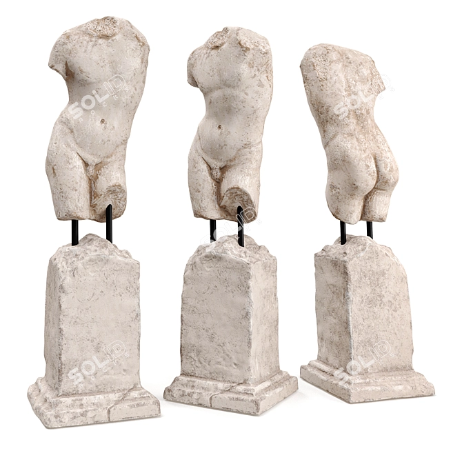 Elegant Eros Torso Pedestal 3D model image 2