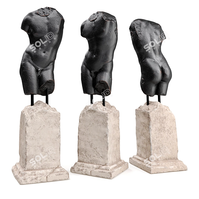 Elegant Eros Torso Pedestal 3D model image 3