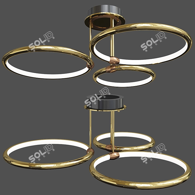 Modern LED Pendant: Metal Ring Shaped Lighting 3D model image 1