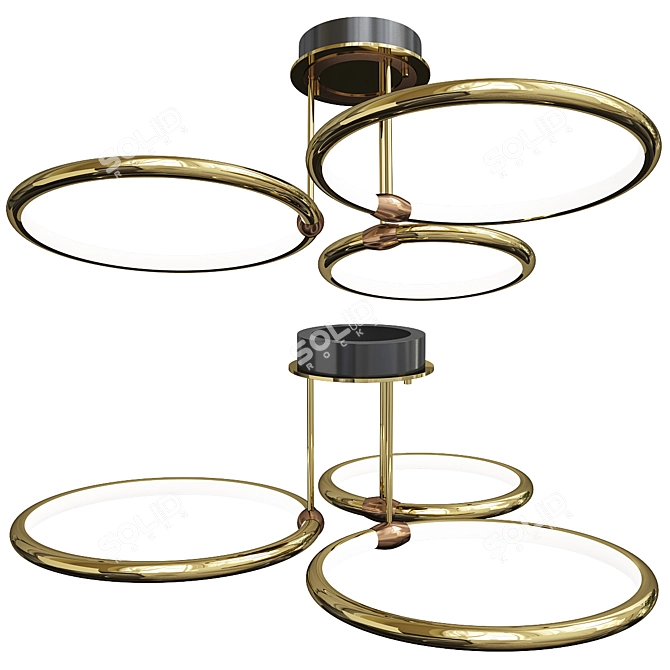 Modern LED Pendant: Metal Ring Shaped Lighting 3D model image 2