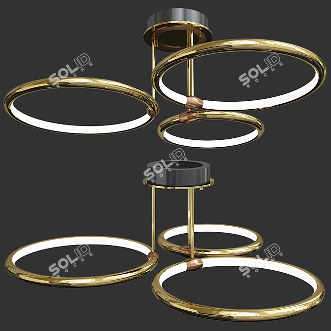 Modern LED Pendant: Metal Ring Shaped Lighting 3D model image 3