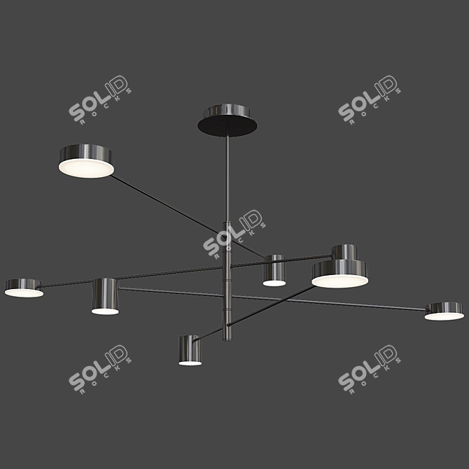 Modern Metal LED Starburst Chandelier 3D model image 2