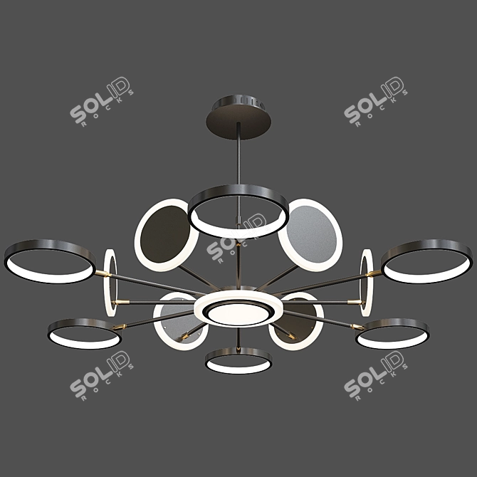 Nordic Metal Circle Chandelier: Sleek LED Pendant 3D model image 1