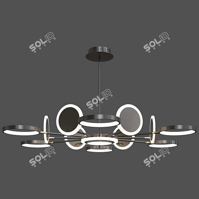 Nordic Metal Circle Chandelier: Sleek LED Pendant 3D model image 2