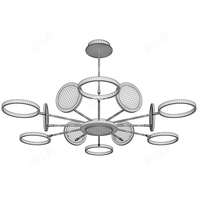 Nordic Metal Circle Chandelier: Sleek LED Pendant 3D model image 3