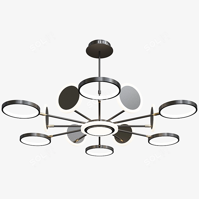 Nordic Metal Circle Chandelier: Sleek LED Pendant 3D model image 4