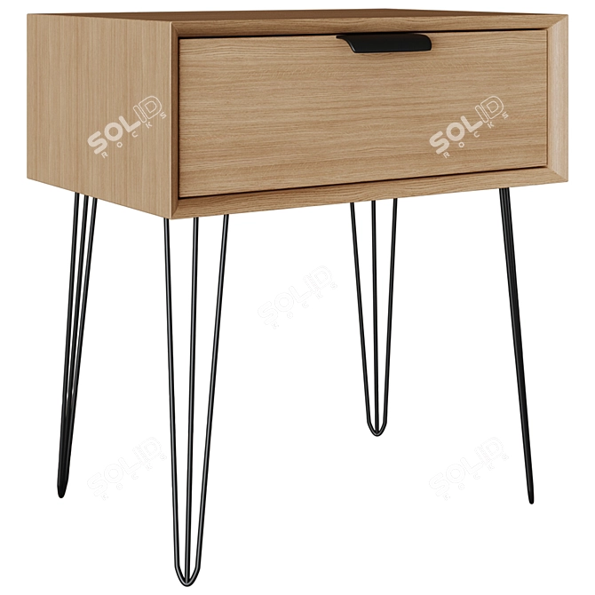 Vintage-Inspired Bedside Table 3D model image 1