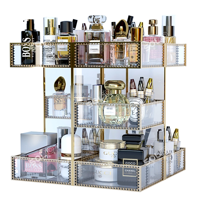 Beauty Salon Essentials: Perfume, Lipstick, Mascara 3D model image 1