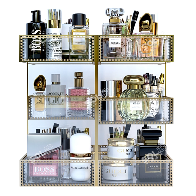 Beauty Salon Essentials: Perfume, Lipstick, Mascara 3D model image 2