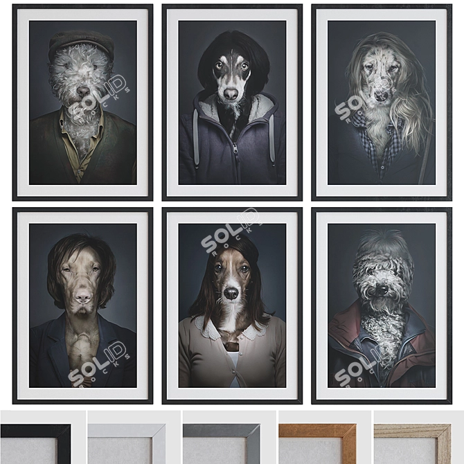 Abstract Portraits Dog Picture Frames 3D model image 1