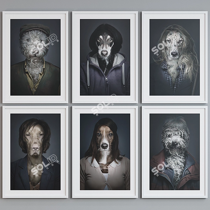 Abstract Portraits Dog Picture Frames 3D model image 2
