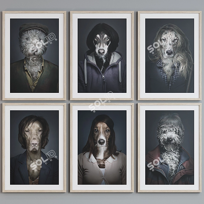 Abstract Portraits Dog Picture Frames 3D model image 3