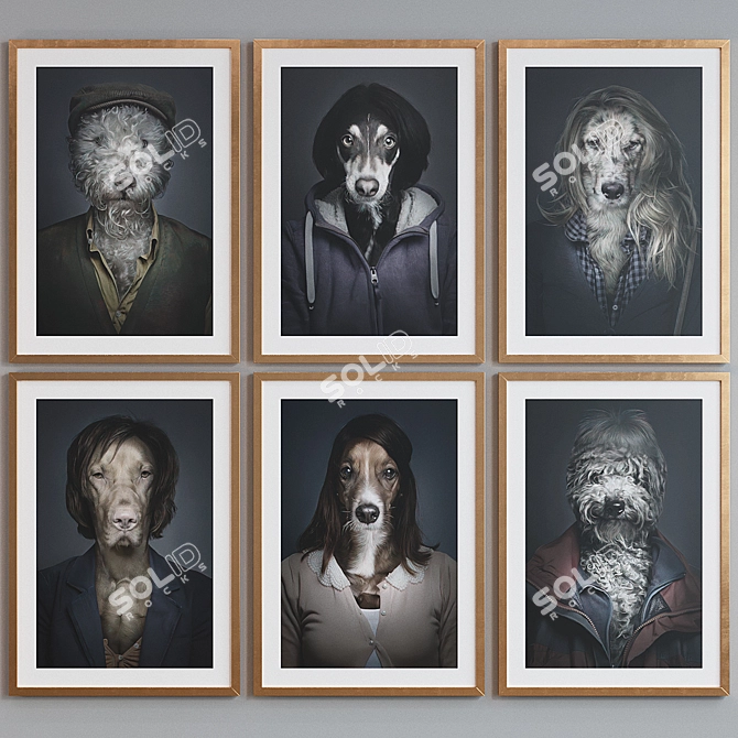 Abstract Portraits Dog Picture Frames 3D model image 4