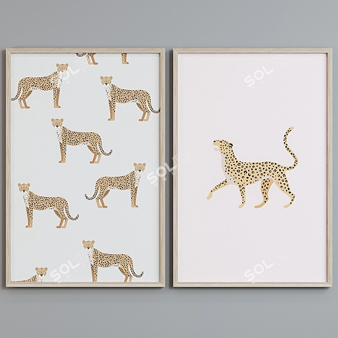 Safari Print Photo Frame Set 3D model image 2