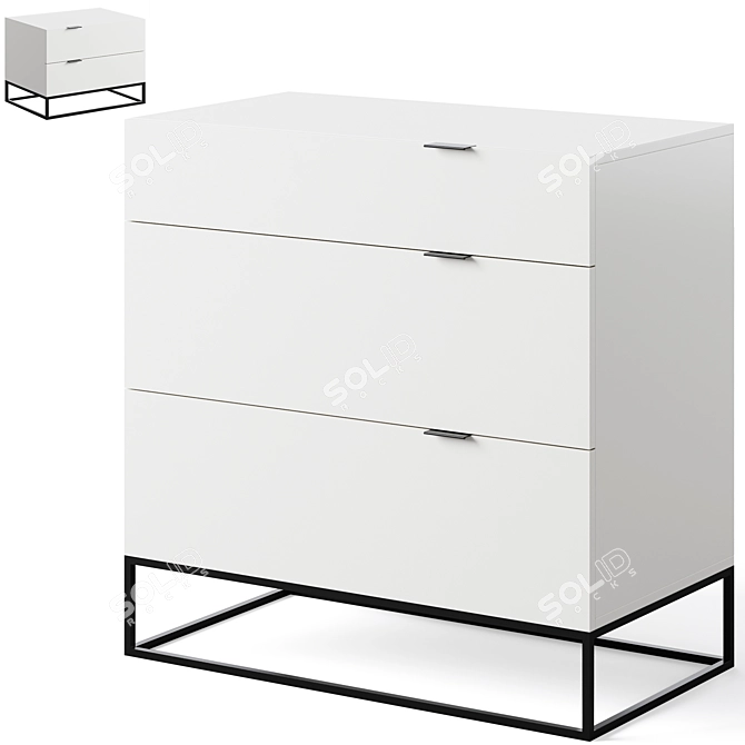 Plano Chest of Drawers and Bedside Table Set 3D model image 1