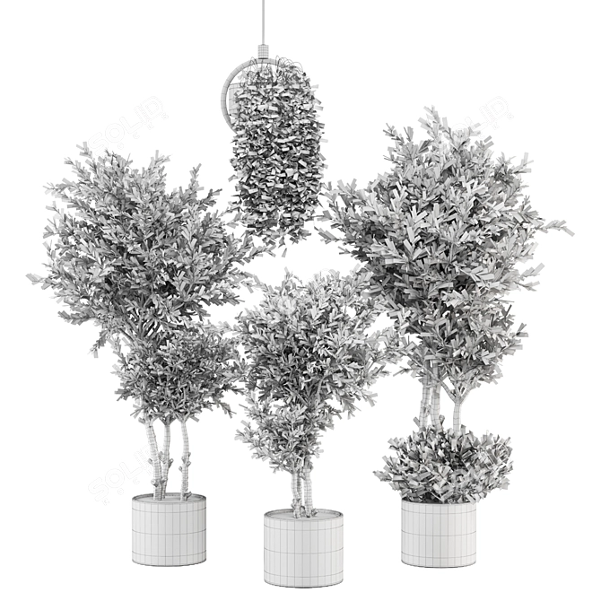 Modern Indoor Plants Set - Ferm Living Bau Pot 3D model image 6