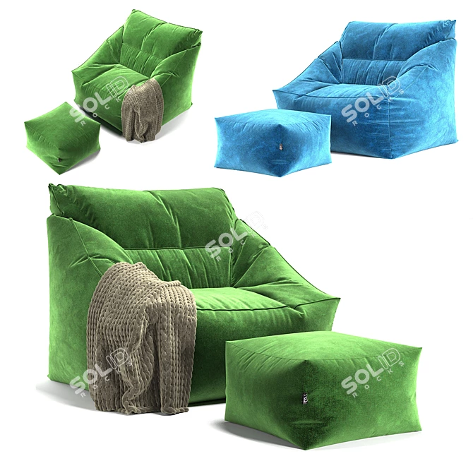 Cozy Comfort: Bean Bag Icon Milano 3D model image 1