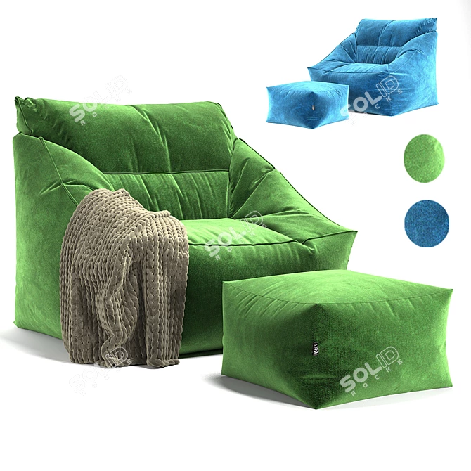 Cozy Comfort: Bean Bag Icon Milano 3D model image 14