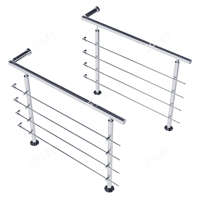 Sleek Stainless Steel Railing 3D model image 2