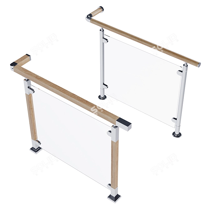 Sleek Stainless Steel Railing 3D model image 9