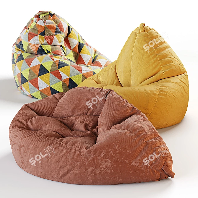Versatile Bean Bag Pear - 3 Shapes, Various Fabrics & Colors 3D model image 1