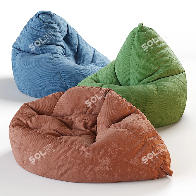 Versatile Bean Bag Pear - 3 Shapes, Various Fabrics & Colors 3D model image 2