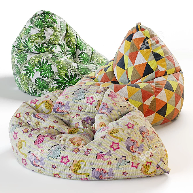Versatile Bean Bag Pear - 3 Shapes, Various Fabrics & Colors 3D model image 3