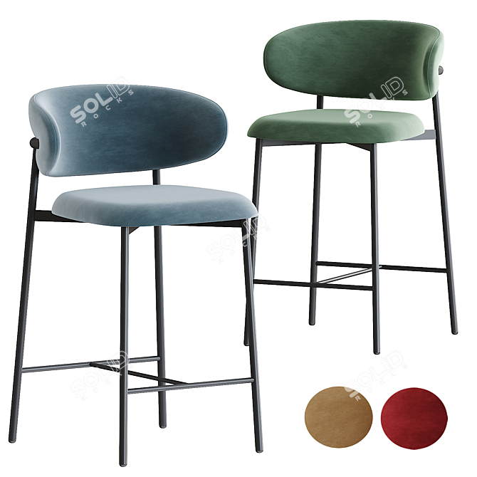 Sleek Metal Stool by Calligaris 3D model image 1