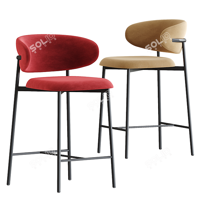 Sleek Metal Stool by Calligaris 3D model image 2