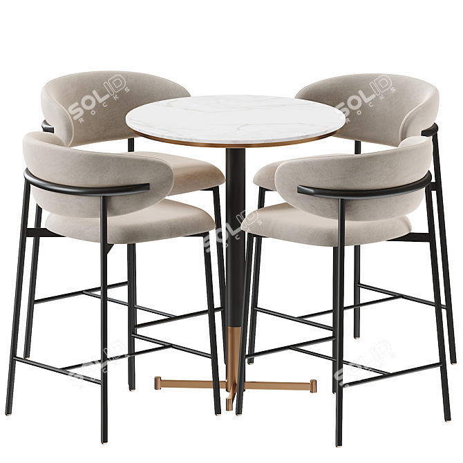Elegant Oleandro Metal Bar Table: Perfect for Stylish Spaces 3D model image 2