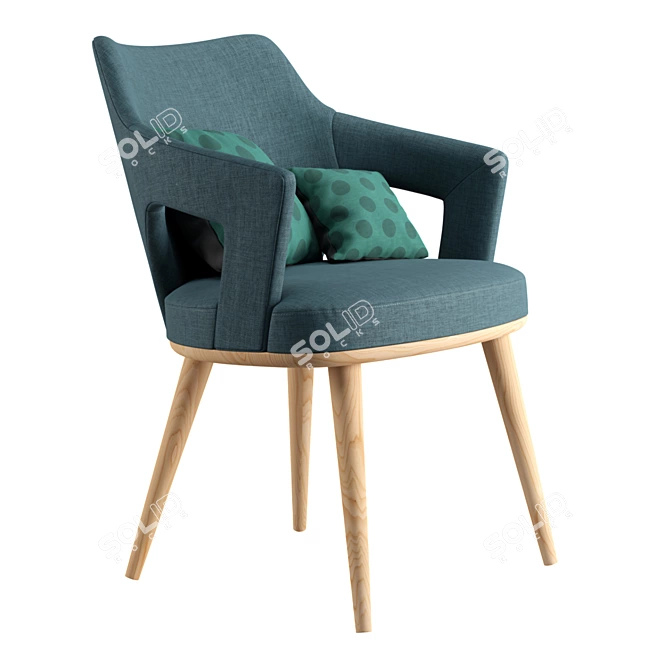 Elegant Oak Dining Chair 3D model image 1