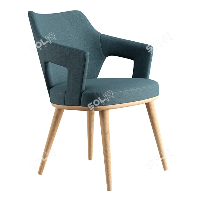 Elegant Oak Dining Chair 3D model image 3