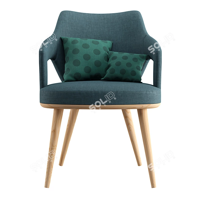 Elegant Oak Dining Chair 3D model image 5