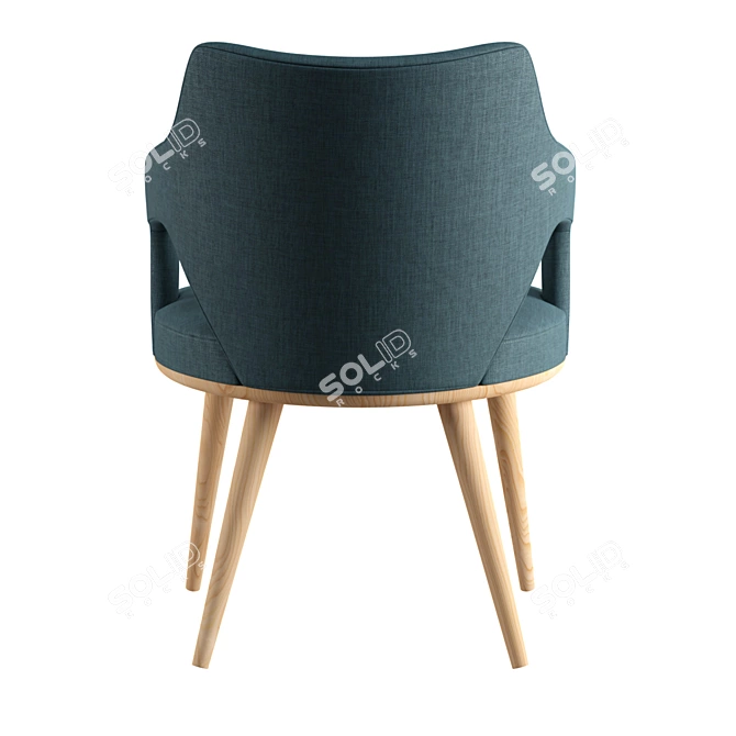 Elegant Oak Dining Chair 3D model image 7