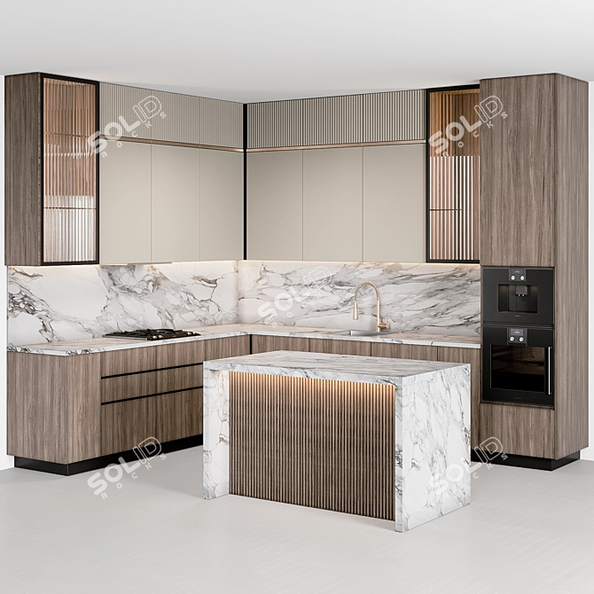 Customizable Modern Kitchen 3D model image 2