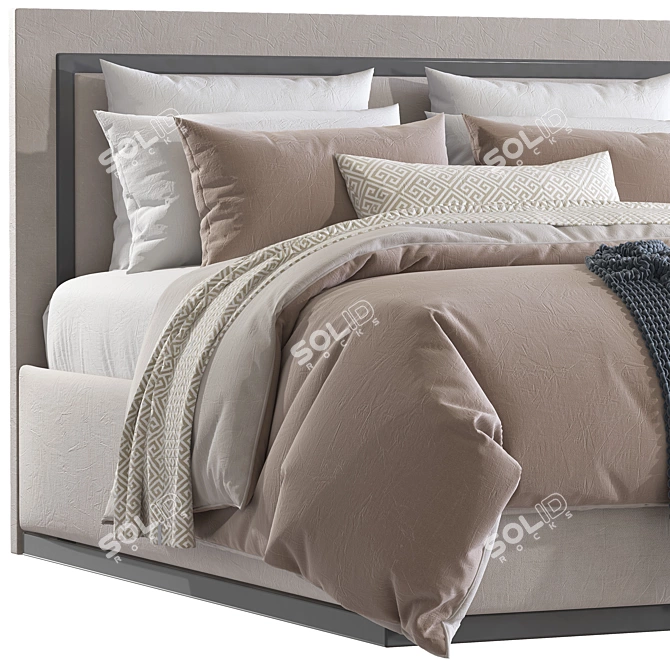 Modern Double Bed with V-Ray Render 3D model image 2